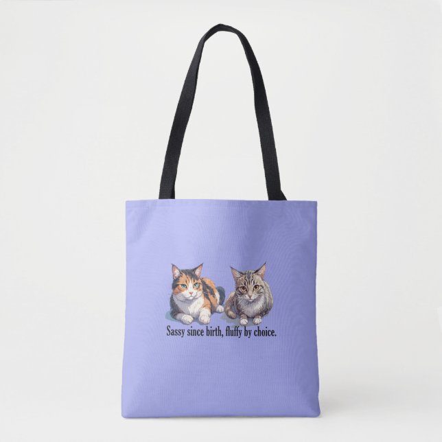 Tote Bag Cute Funny Chat Thème Bleu clair Fourre-tout (Devant)