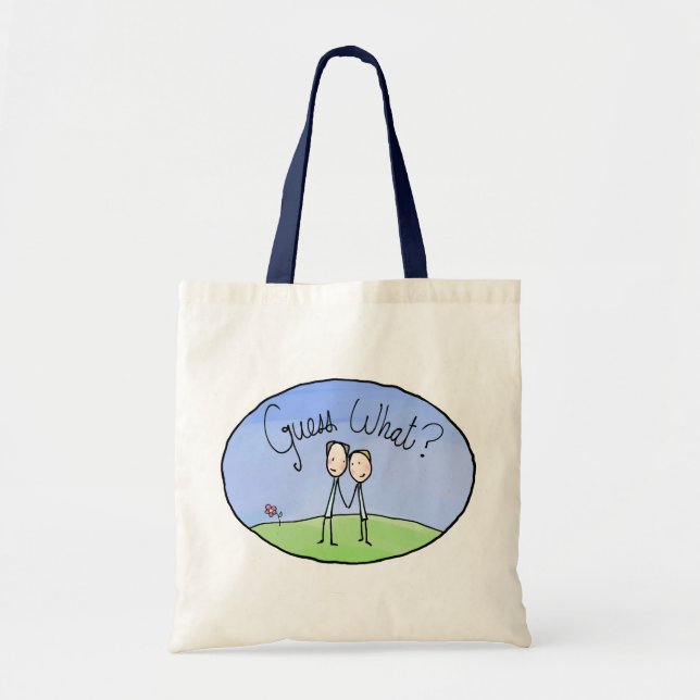 Tote Bag Cute Gay Couple Devinez Quoi (Devant)