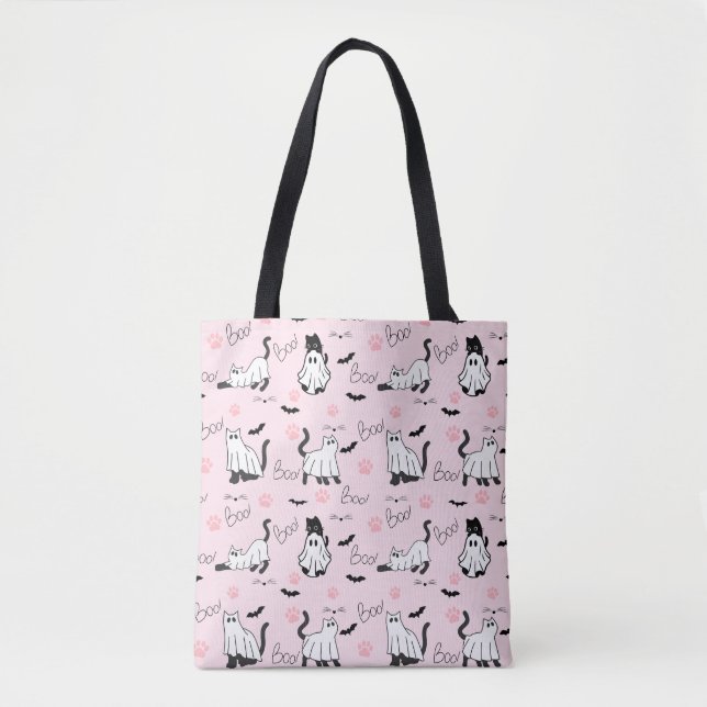 Tote Bag Cute Ghost Cats Halloween (Devant)