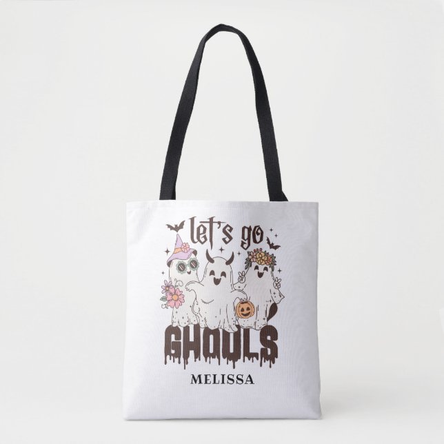 Tote Bag Cute Ghost Retro Halloween Go Ghouls (Devant)