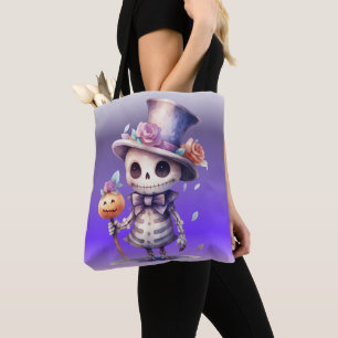 Tote Bag Cute Ghoul en haut de la Cravate chapeau et cornei