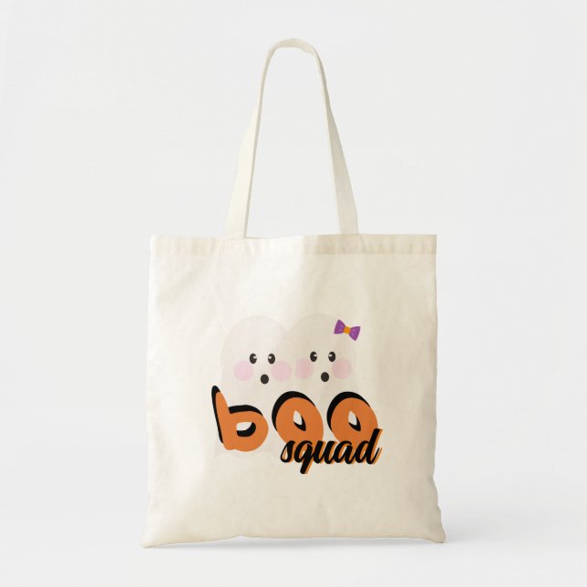 Tote Bag Cute Ghoul Ghost Boo Squad Black Orange (Devant)