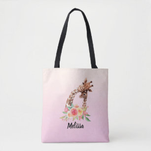 Tote Bag Cute Giraffe Aquarelle Maman & Bébé