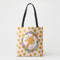 Cute Giraffe avec une aquarelle fleurie Wreath