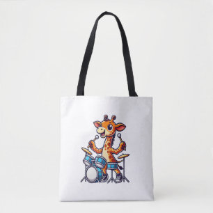 Tote Bag Cute Giraffe Jouer Drums Giraffes Drummer Musique