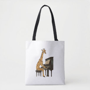 Tote Bag Cute Giraffe Jouer Piano Giraffes Musicien Musique