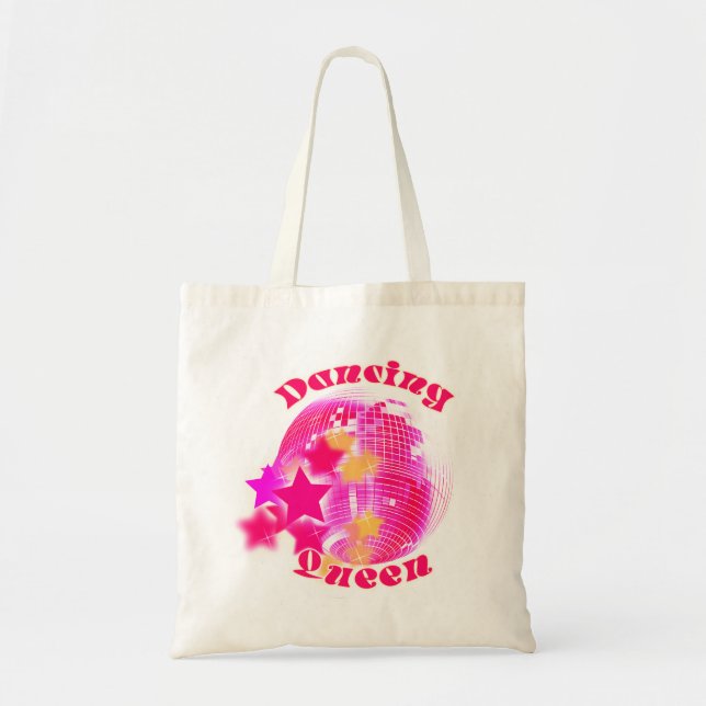 Tote Bag Cute Girl Rose Disco Ball Dancing Queen (Devant)