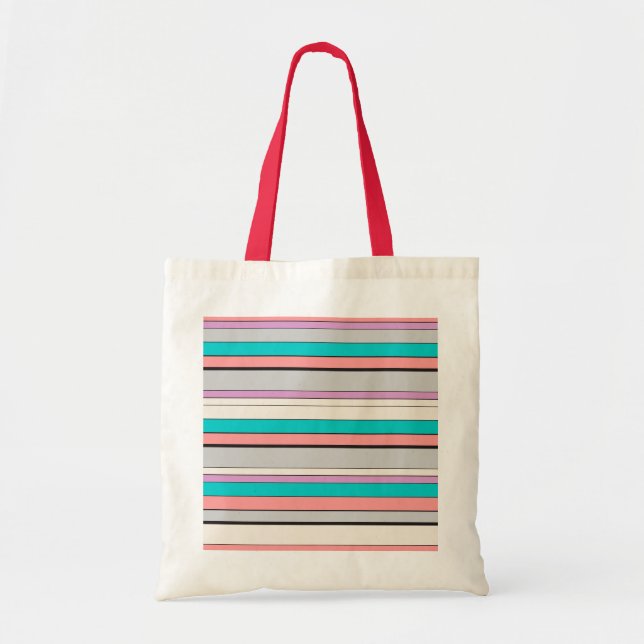 Tote Bag Cute gray aqua stripes (Devant)