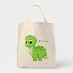 Tote Bag Cute Green Baby Dinosaur