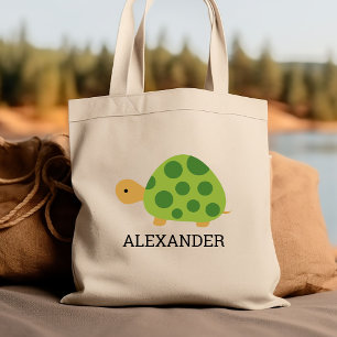 Tote Bag Cute Green Turtle Kids' Personnalisé