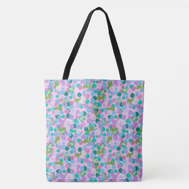 Tote Bag Cute grenouille art animal rose girly (Devant)