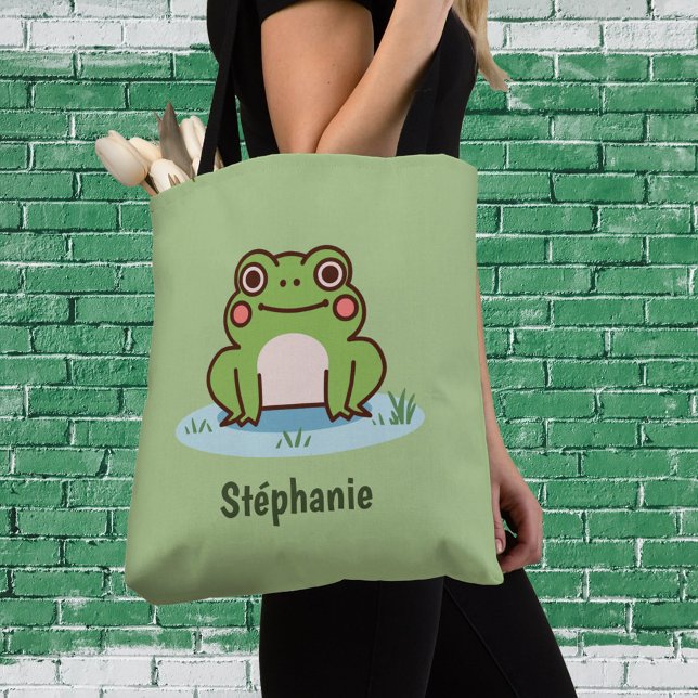 Tote Bag Cute grenouille verte (Cute Frog Tote Bag)
