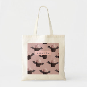Tote Bag Cute Halloween Éffrayant chauve-souris Cupcake per