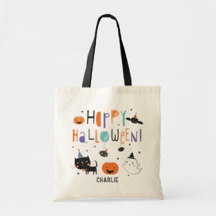Tote Bag Cute Halloween Fantôme, Chat, Chat et Citrouille