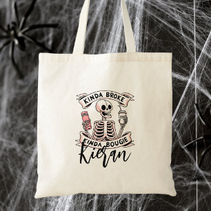 Tote Bag Cute Halloween Squelette Typographie moderne