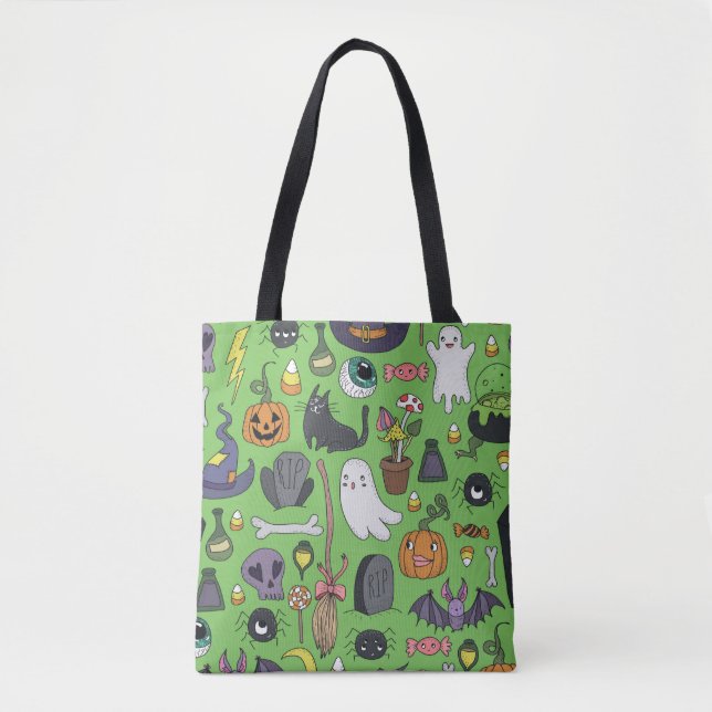 Tote Bag Cute hand drawn seamless patterns with cute hand d (Devant)