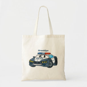 Tote Bag Cute happy police car cartoon illustration