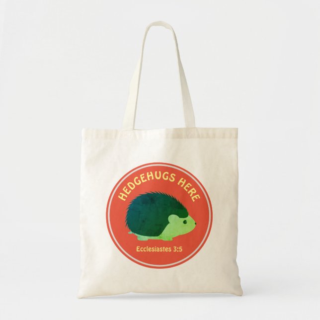 Tote Bag Cute Hedgehog | HEDGEHUGS HERE Customizable Text (Devant)
