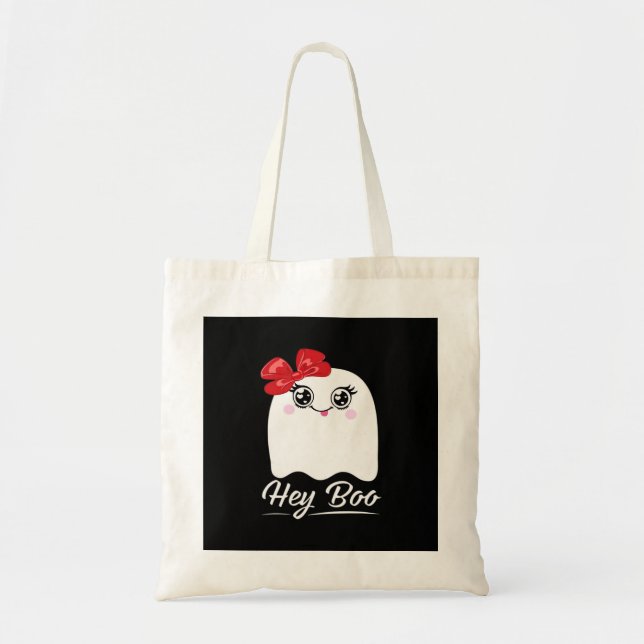 Tote Bag Cute Hey Boo Halloween (Devant)