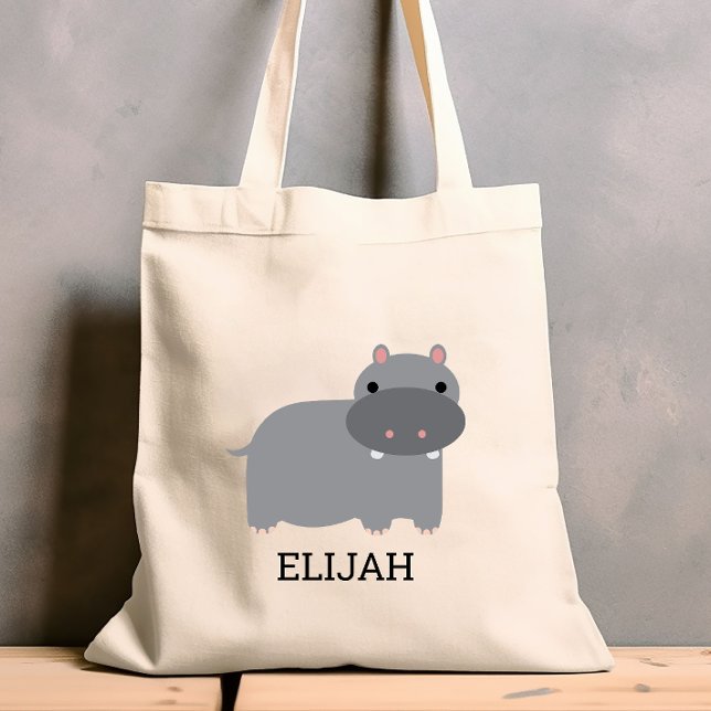 Tote Bag Cute Hippopotamus Enfants Personnalisé (Créateur téléchargé)