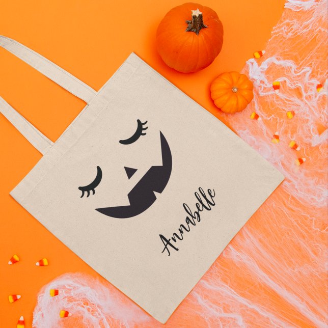 Tote Bag Cute Jack O'Lantern Face Halloween Trick ou Treat (Créateur téléchargé)