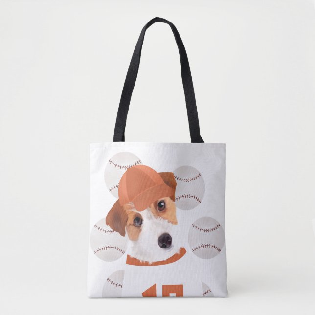 Tote Bag Cute Jack Russell Chien Baseball Jersey et Balls (Devant)