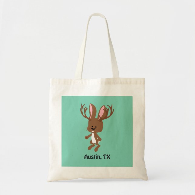 Tote Bag Cute Jackalope - Austin, Texas (Devant)