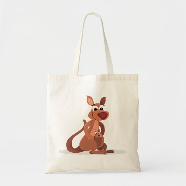 Tote Bag Cute Kangaroo animé avec bébé (Devant)