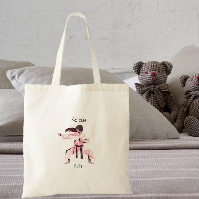 Tote Bag Cute Karate Girl Martial Arts (Bookmark my store! https://www.zazzle.com/store/capricepetit)