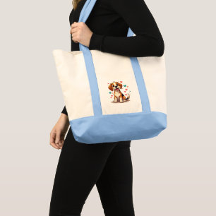 Tote Bag Cute Kawaii Beagle avec Coeurs Jouer Chien