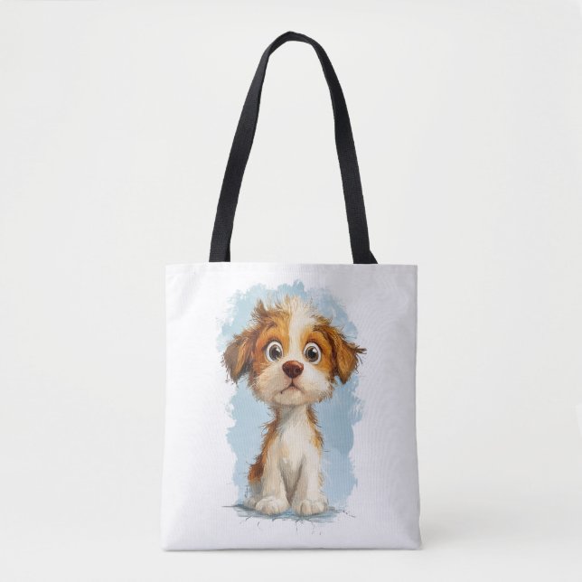 Tote Bag Cute Kawaii Caricature Chiot (Devant)