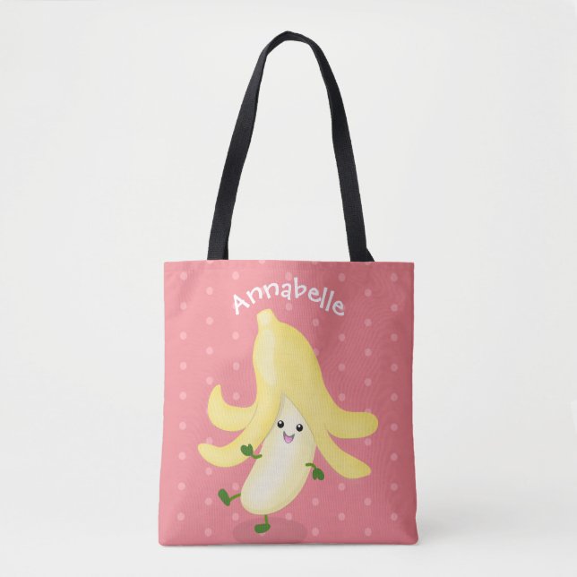 Tote Bag Cute kawaii danser la banane dessin animé (Devant)
