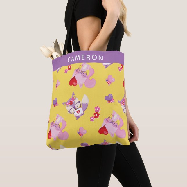Tote Bag Cute Kawaii Fox Boho Valentine Foxes Personnalisé (De près)