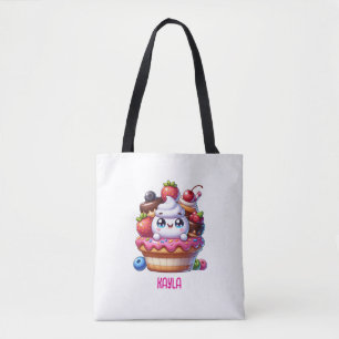 Tote Bag Cute Kawaii Fraise Cupcake Personnalisé