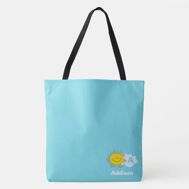 Tote Bag Cute Kawaii Happy Sunshine Monogram Add Your (Devant)