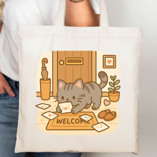 Tote Bag Cute Kawaii Naughty Chat Jouer avec des lettres