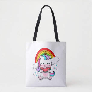 Tote Bag Cute Kawaii Unicorn Manger de la pastèque