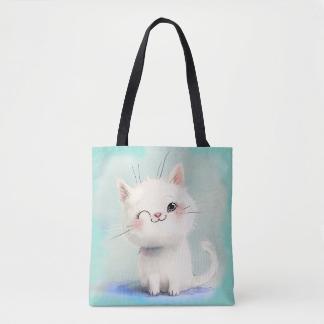 Tote Bag Cute Kitten blanc (Devant)