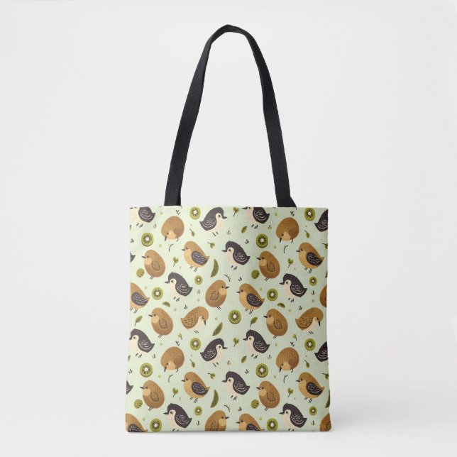 Tote Bag Cute Kiwi Birds Motif (Devant)