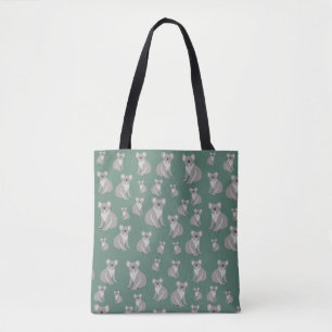 Tote Bag Cute Koala Eucalyptus Motif vert