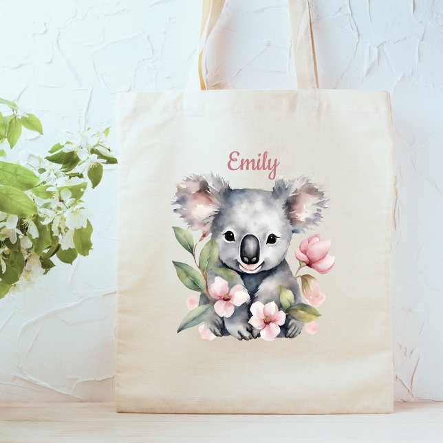 Tote Bag Cute Koala Ours Aquarelle Nom (Créateur téléchargé)