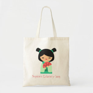 Tote Bag Cute Kokeshi Japonais bibliothèque de poupées