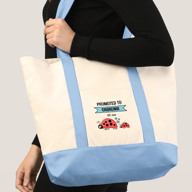 Tote Bag Cute ladybugs promoted to grandma blue (Créateur téléchargé)