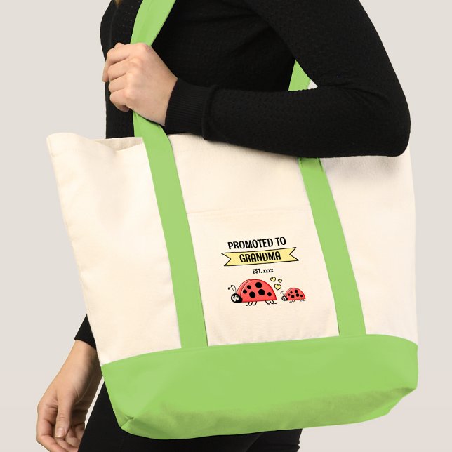 Tote Bag Cute ladybugs promoted to grandma green (Créateur téléchargé)