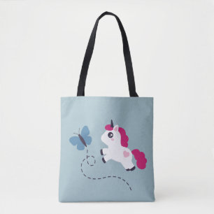 Tote Bag Cute licorne blanche avec un papillon
