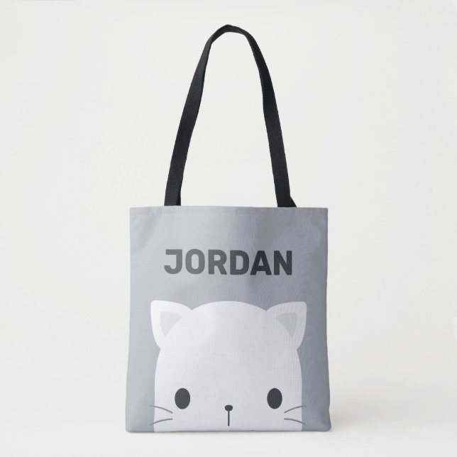 Tote Bag Cute Little Cat avec nom personnalisé (Devant)