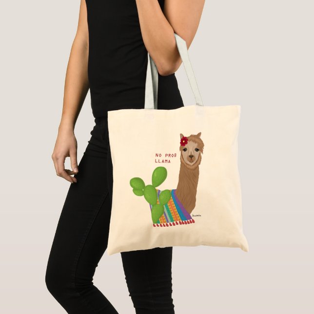 Tote Bag Cute Llama Floral Amérique du Sud Pérou Pas de Pro (Devant (produit))