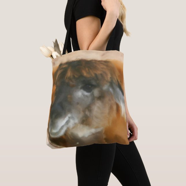 Tote Bag Cute Llama Visage Art Animal de ferme (De près)