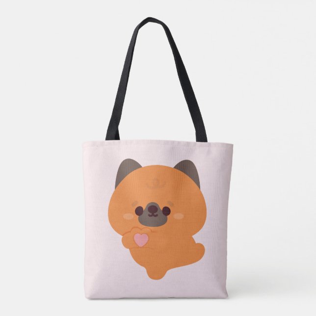 Tote Bag Cute Love German Shepherd Puppy (Dos)