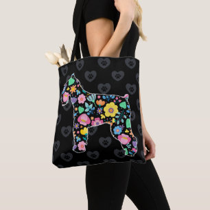 Tote Bag Cute Love My Schnauzer design floral